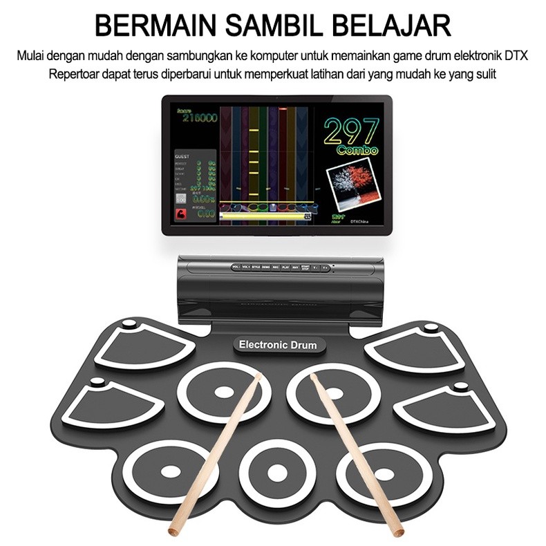 Set Lipat Nyaman/Set Drum Pemula Latihan Anak-anak Set Drum/Set Drum Elektronik/Set Drum