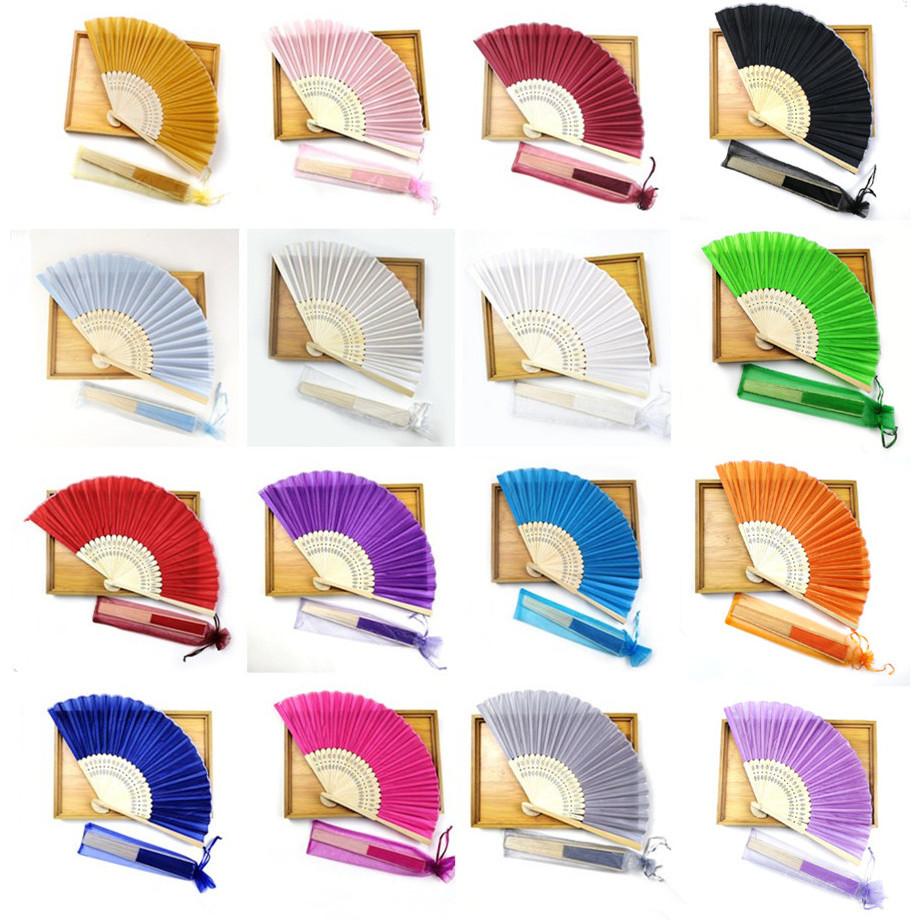 

20pcs Personalized Engraved Silk Hand Fan Wedding Fold Fan Vintage Fans Customized Wedding Favor