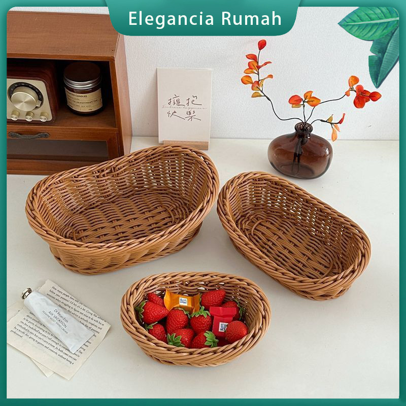 Ampan Rotan Bulat  Keranjang/Keranjang Rotan Keranjang Buah/Keranjang Rotan Nampan Rotan Bulat Handl