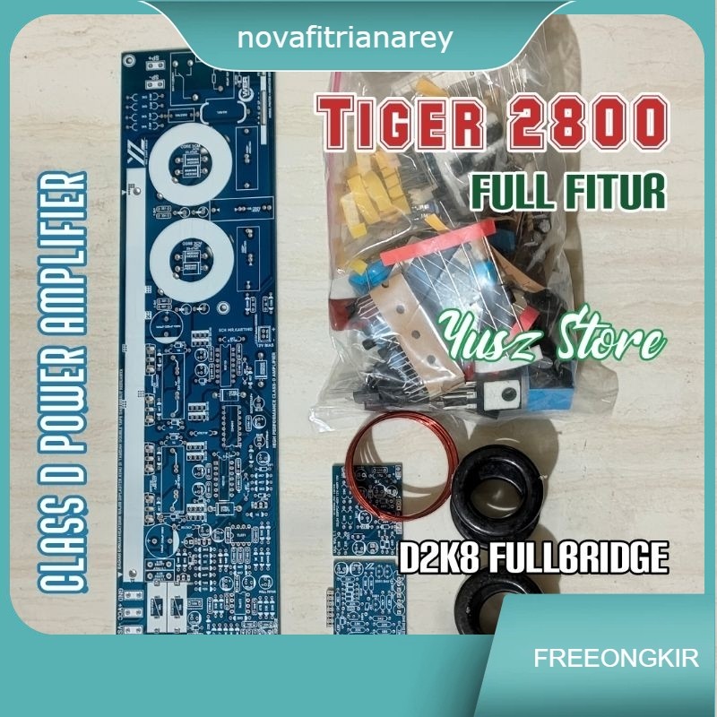 Paket DIY D2K8 Fullbridge Tiger 2800 Class D power Amplifier Full fitur