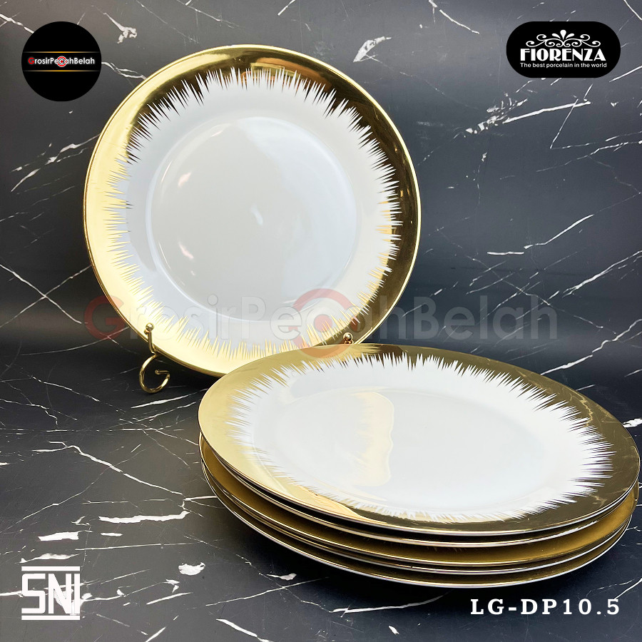 Piring Makan Ceper Keramik 10.5 Inch Motif Gold Fiorenza LG-DP10.5