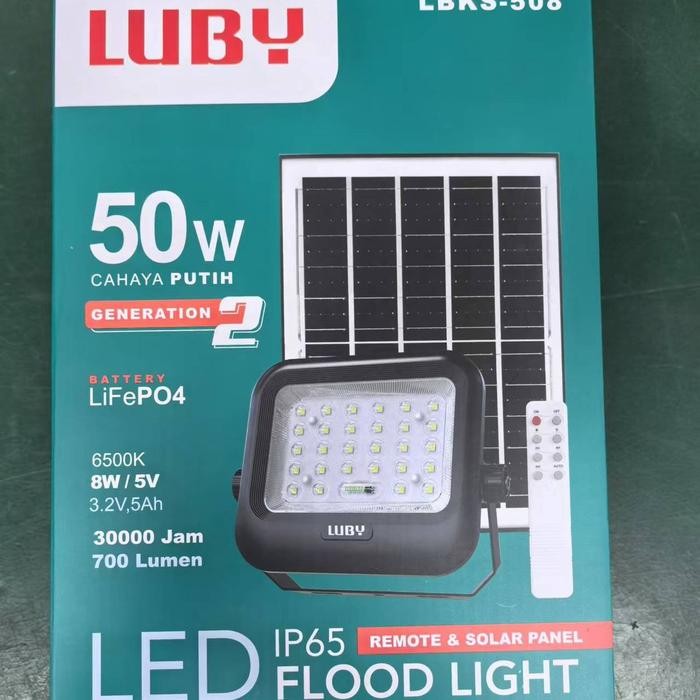 LAMPU TEMBAK LED SOLAR LUBY LBKS-508 GEN 2 LAMPU SOROT LED SOLAR LUBY LBKS508 50W 100W 200W - LBKS50