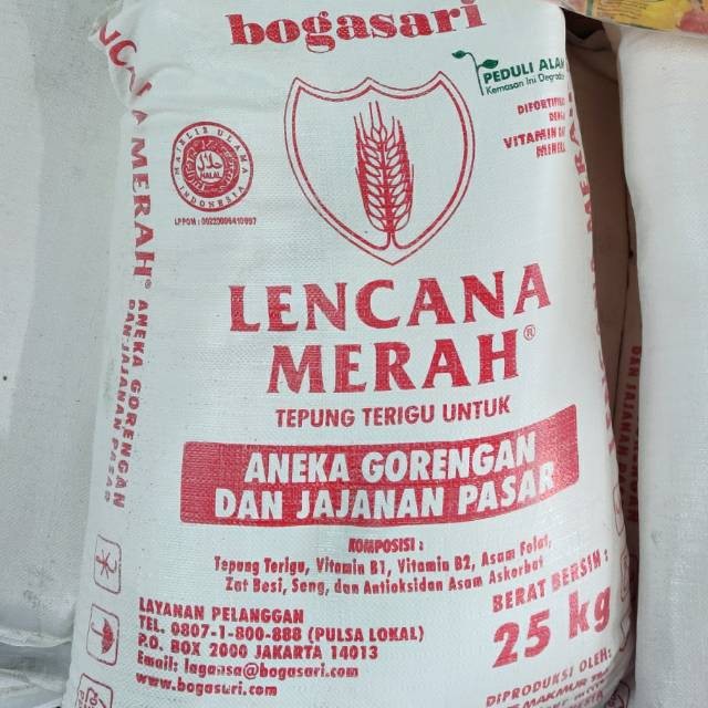 

Terigu Lencana Merah Serbaguna Bogasari Bal 25 kg