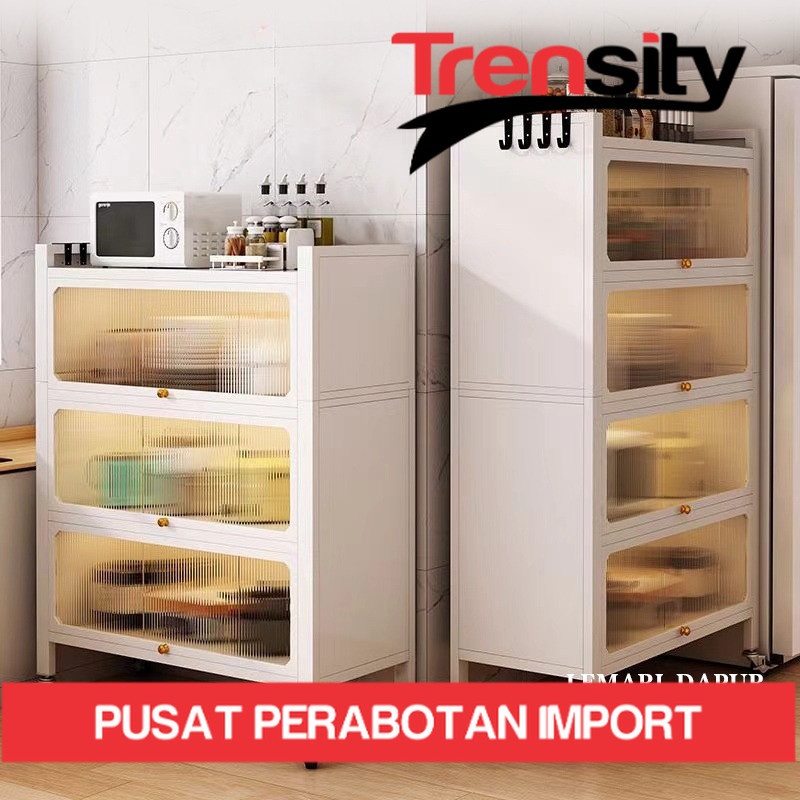 Lemari Dapur Lemari Piring Rak Dapur Serbaguna Rak Piring Tertutup Rak Susun Serbaguna *TRENSITY*