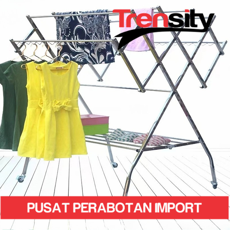 Jemuran Baju Stainless Steel  Jemuran Handuk Besar Super Jemuran Pakaian Multilayer *TRENSITY*