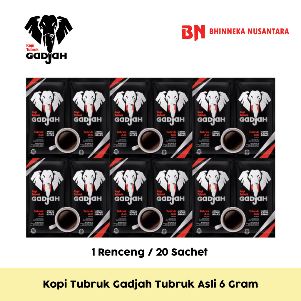 

Kopi Tubruk Gadjah Asli 6 Gram - 1 Renceng / 20 Sachet