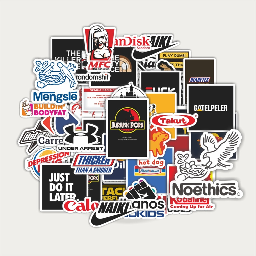 

[100PCS]Stiker Pack Stiker Random Logo Parodi Versi 2 Aesthetic Vinyl Anti Air Dekorasi Sticker Laptop Buku Journal Koper Helm Casing HP Gitar Helm Skateboard