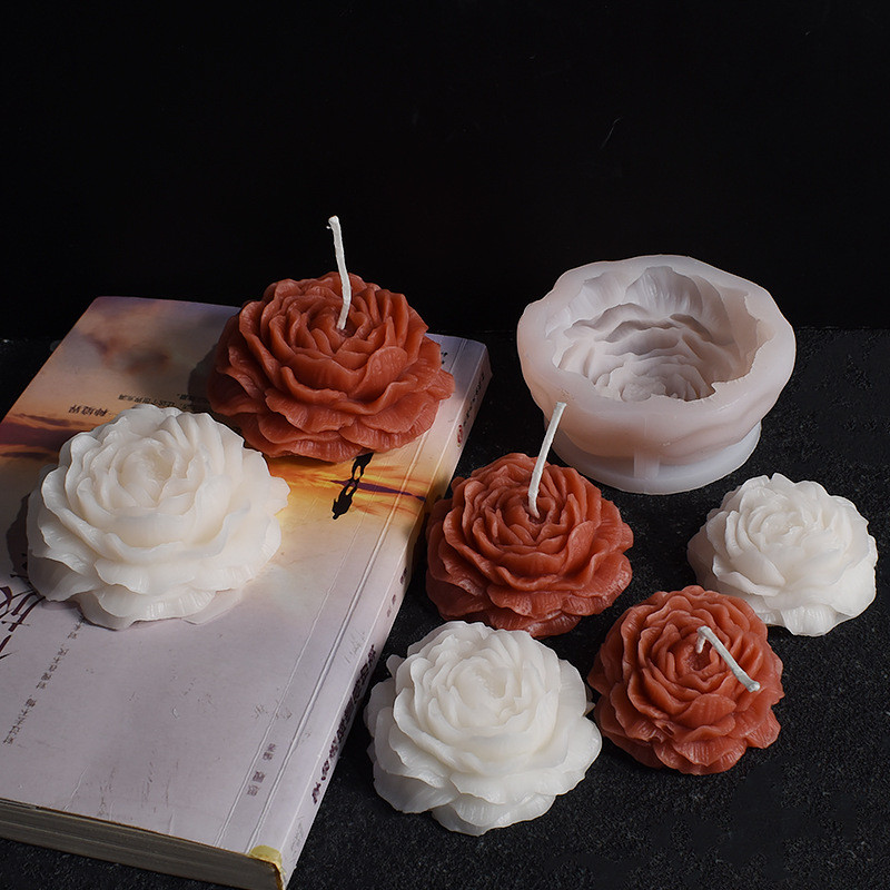 

Three-dimensional Large Peony Flower Candle Molds Large and Small Hibiscus Flowers Flower Candle Plaster Silicone Mould