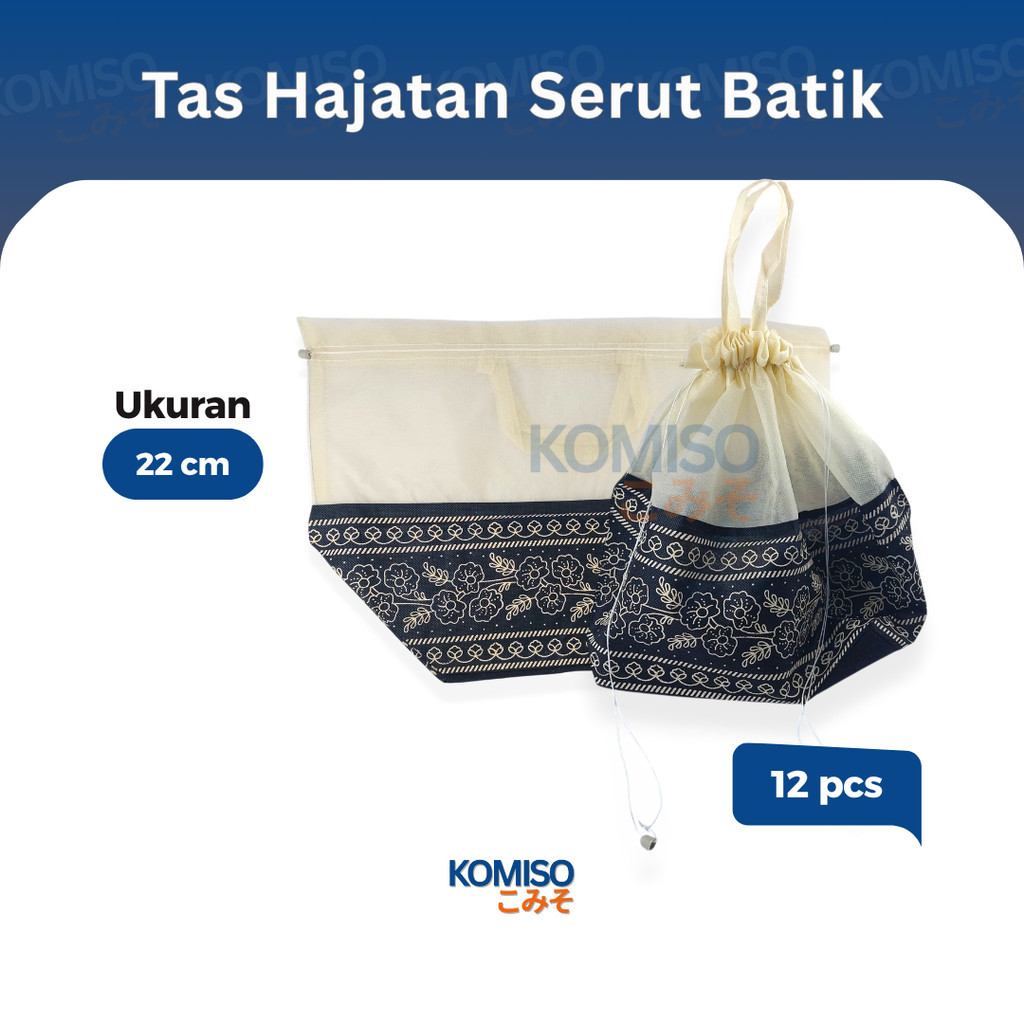 

(12 pcs) Tas Hajatan Serut Batik / Goodie Bag / Tas Spundbond Tali Serut Motif Batik Ukuran 22