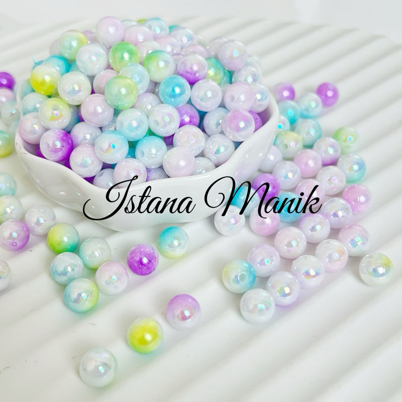 Manik Mote Bulat Gradasi Bulat Glossy bahan DIY meronce manik bahan DIY meronce manik