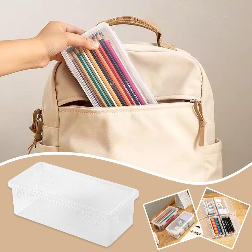 

3Pcs Pencil Case Transparent Pencil Marker Stationery Storage Box Office Desk Key Miscellaneous Storage Box Desktop Storage Box