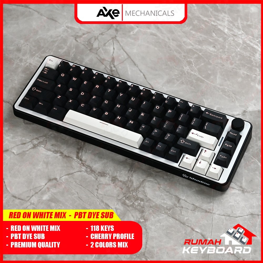 AXE MECHANICALS - BLACK AND WHITE MIX - TOP PRINT - PBT Double Shot - Keycap - Keycaps - Cherry - Me