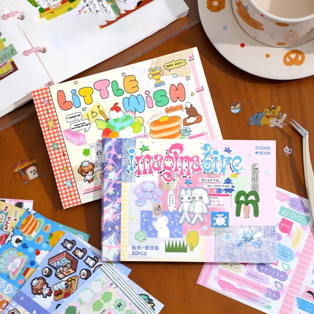 

Cute 30 Sheets Sticker Book DIY Gift Diary Sticker Cartoon Scrapbook Sticker Stationery Supplies