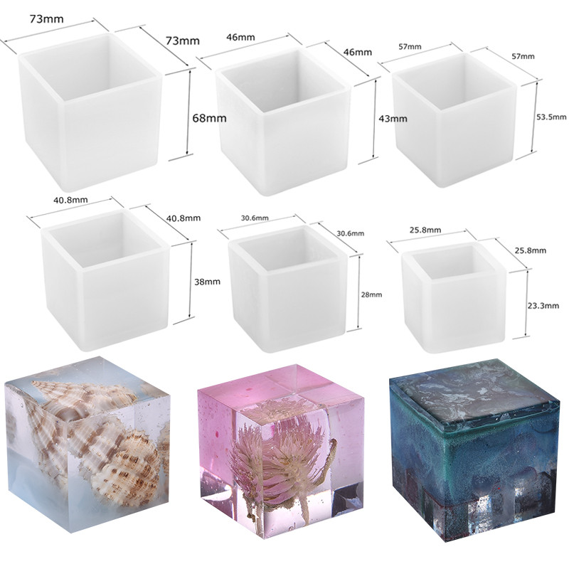 

3D Square Cuboid Epoxy Resin Mold DIY Crystal Cube Making For Wedding Gift Jewelry Pendant Tools Candle Storage Silicone Mold