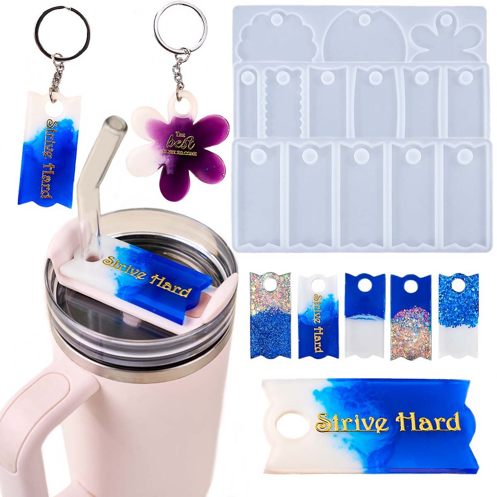 

Tumbler Cup Accessories Silicone Mold DIY Jewelry Pendant Craft Making Epoxy Resin 40oz Tumbler Name Tag Casting Molds Home Deco