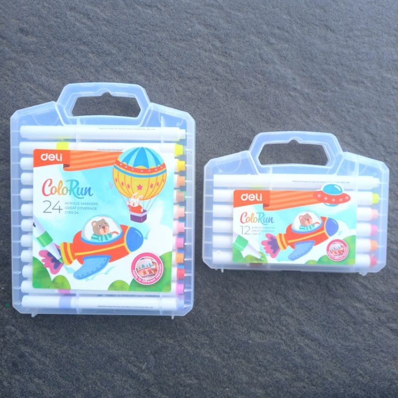 

Ay00! Spidol Akrilik Acrylic Markers Deli ColoRun 12, 24,36,60 Warna