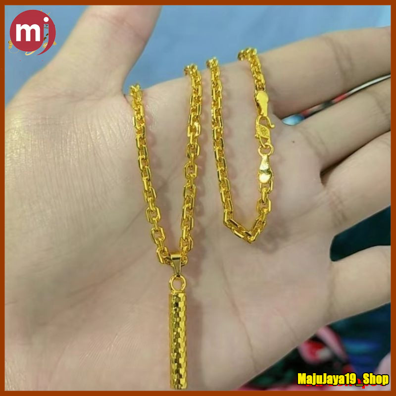 promo....kalung rantai dan liontin emas asli 24k 17,7 anti karat dapat surat toko free dompet