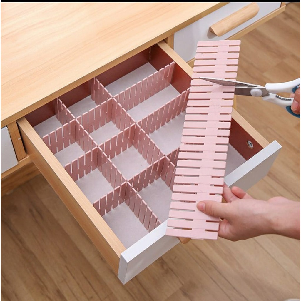 

*KD* Partisi Sekat Laci Pembatas Drawer Desktop Organizer isi 4 Pcs Alat Tulis Kosmetik