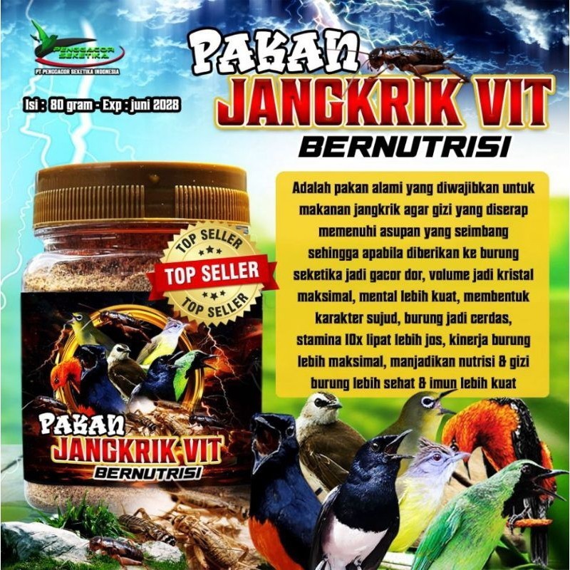 Pakan Jangkrik 80g Vitamin Bernutrisi Pakan Khusus Jangkrik untuk Asupan Nutrisi Burung Kicau Juara