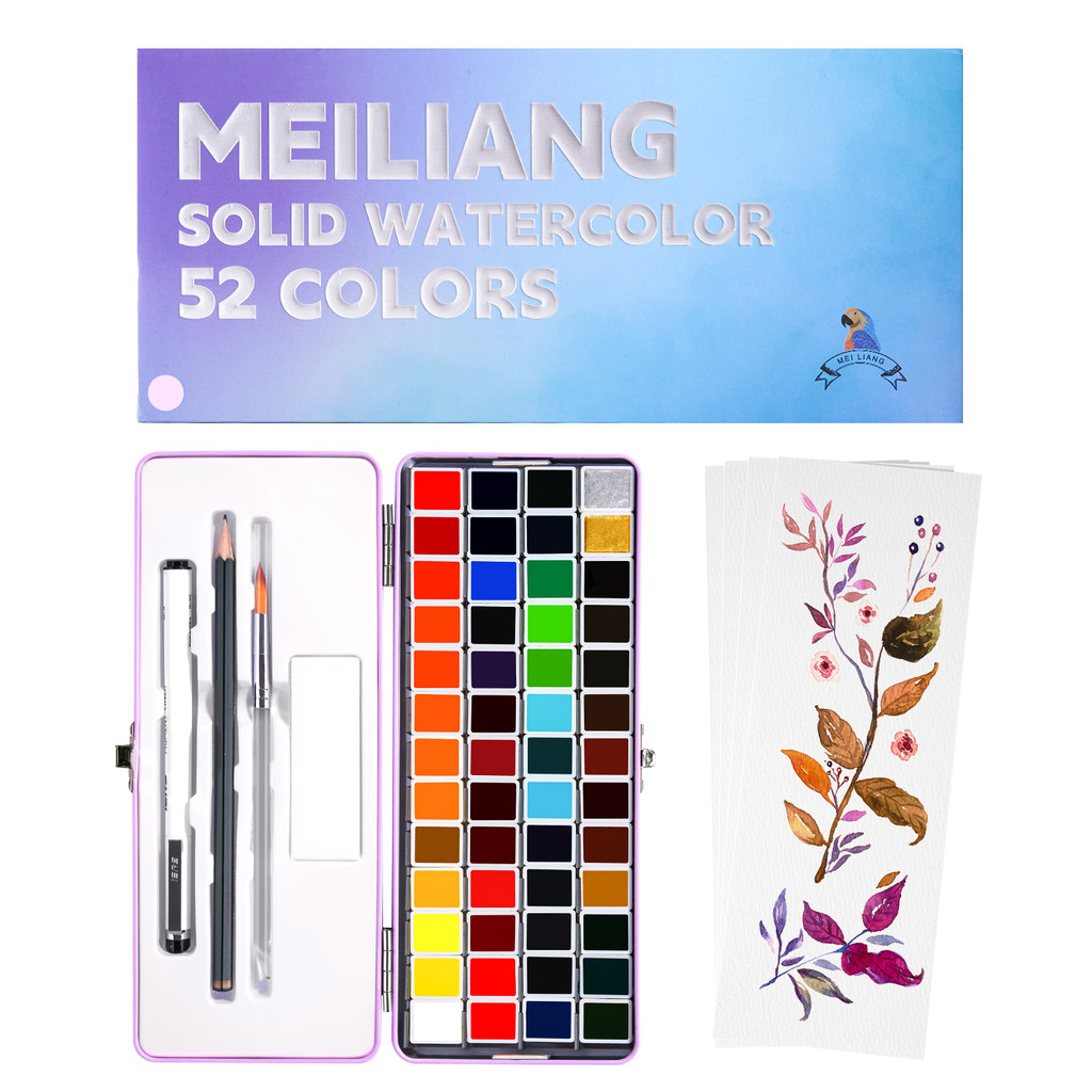

MeiLiang Watercolor Paint Set, Vivid 52 Colors Watercolor Pigment Art Supplies for Student, Kid, Beginner and Artist