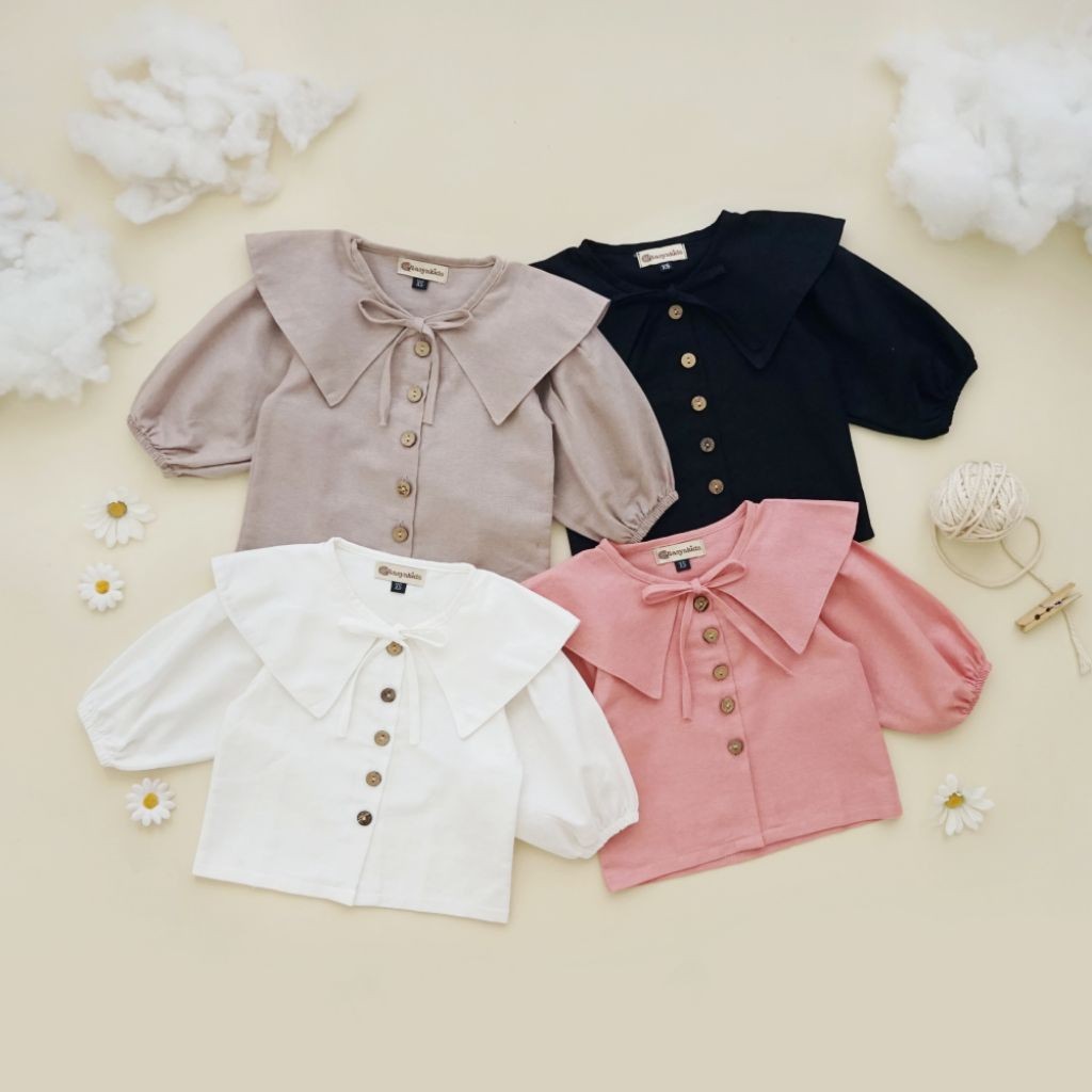 Elrasyakids || Elshania coquette puffy blouse || Blouse bayi perempuan lengan balon || atasan bayi p