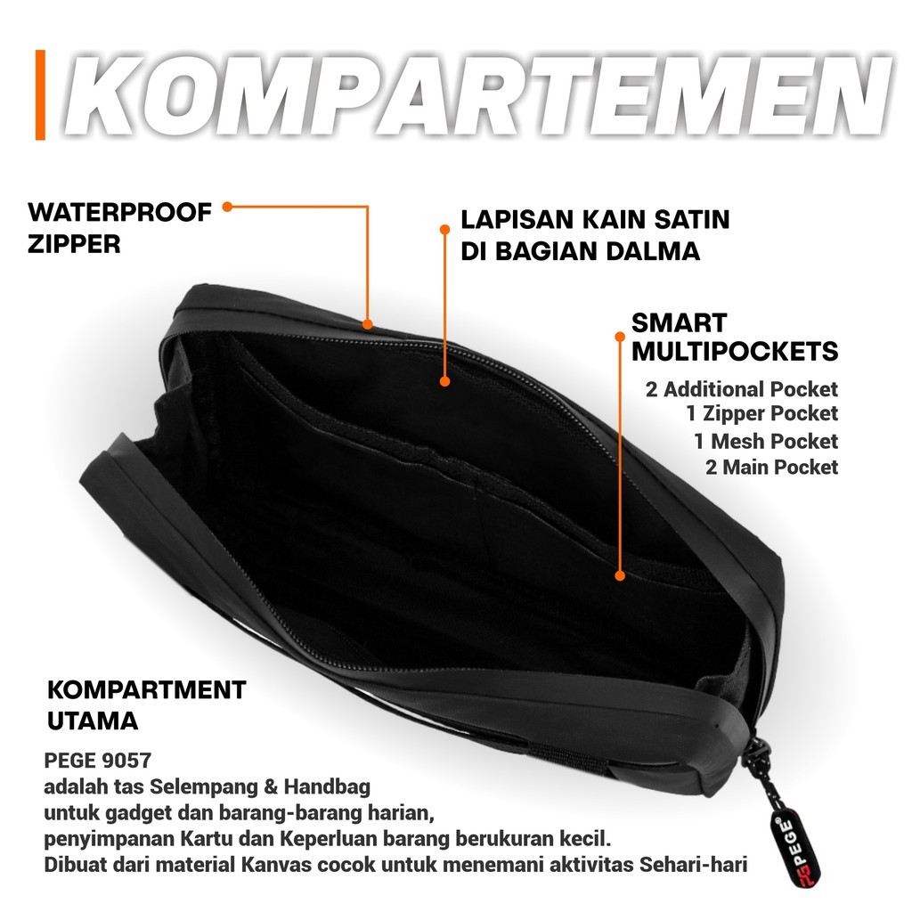 PROMO TAS SLEMPANG WAISTBAG UNISEX BAHAN KANVAS PEGE HERO TAS TANGAN HANDBAG 3IN1 - PG 9057