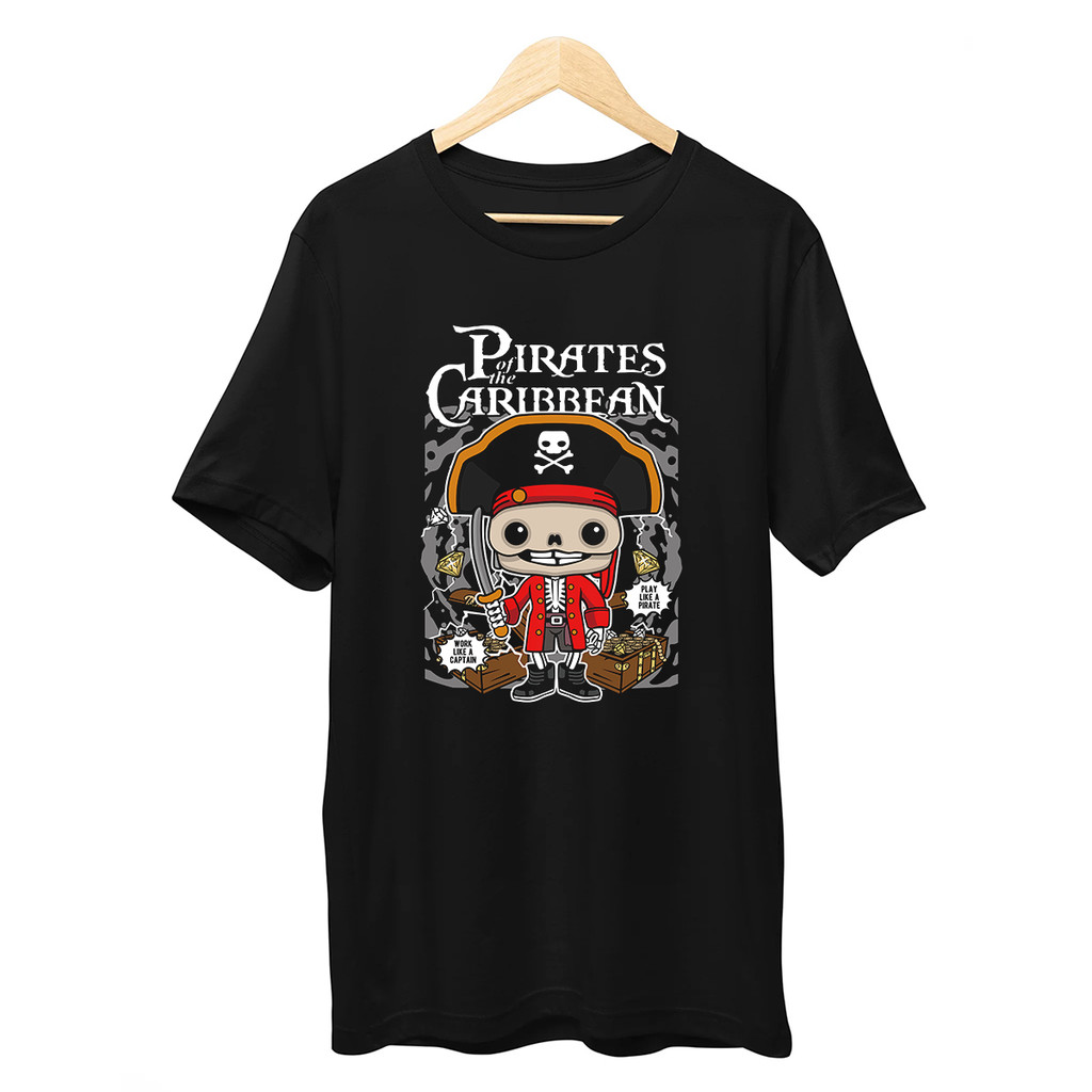 T-Shirt Atasan Uniseks Lengan Pendek Fashion Musim Panas, T-Shirt Print Pirates of the Caribbean