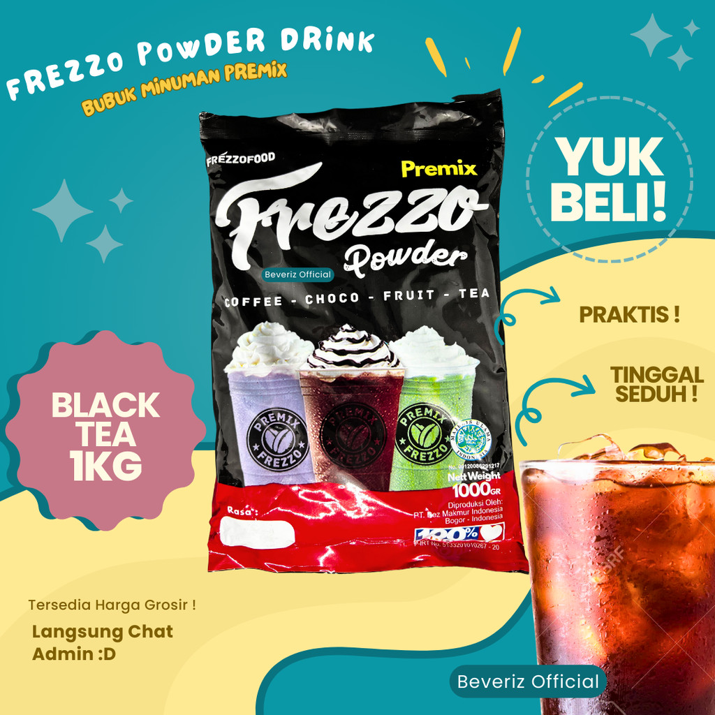 

BEVERIZ Frezzo Bubuk Minuman Rasa Teh Hitam | Boba Powder Drink Black Tea 1 Kg / 1000gram { Bisa COD} {Tersedia Harga Grosir}