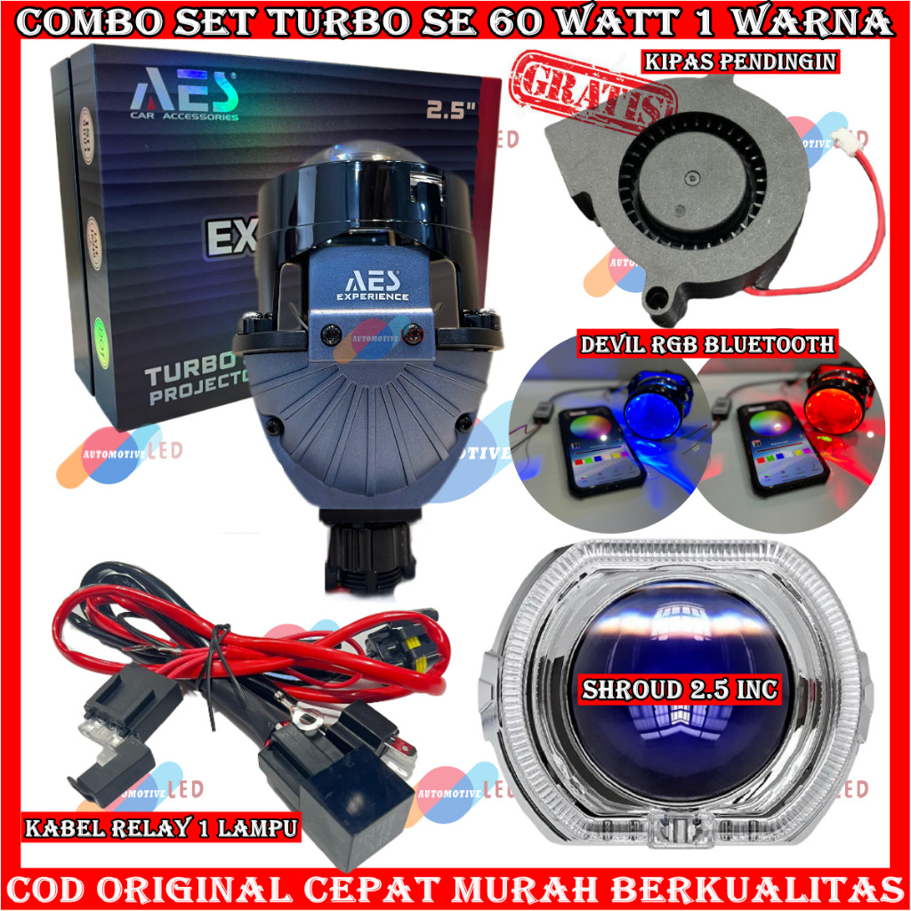 COMBO PAKET HEMAT BILED TURBO SE  60 WATT ORIGINAL BILED AES PAKETAN SET MOTOR | BILED PROJIE AES TU