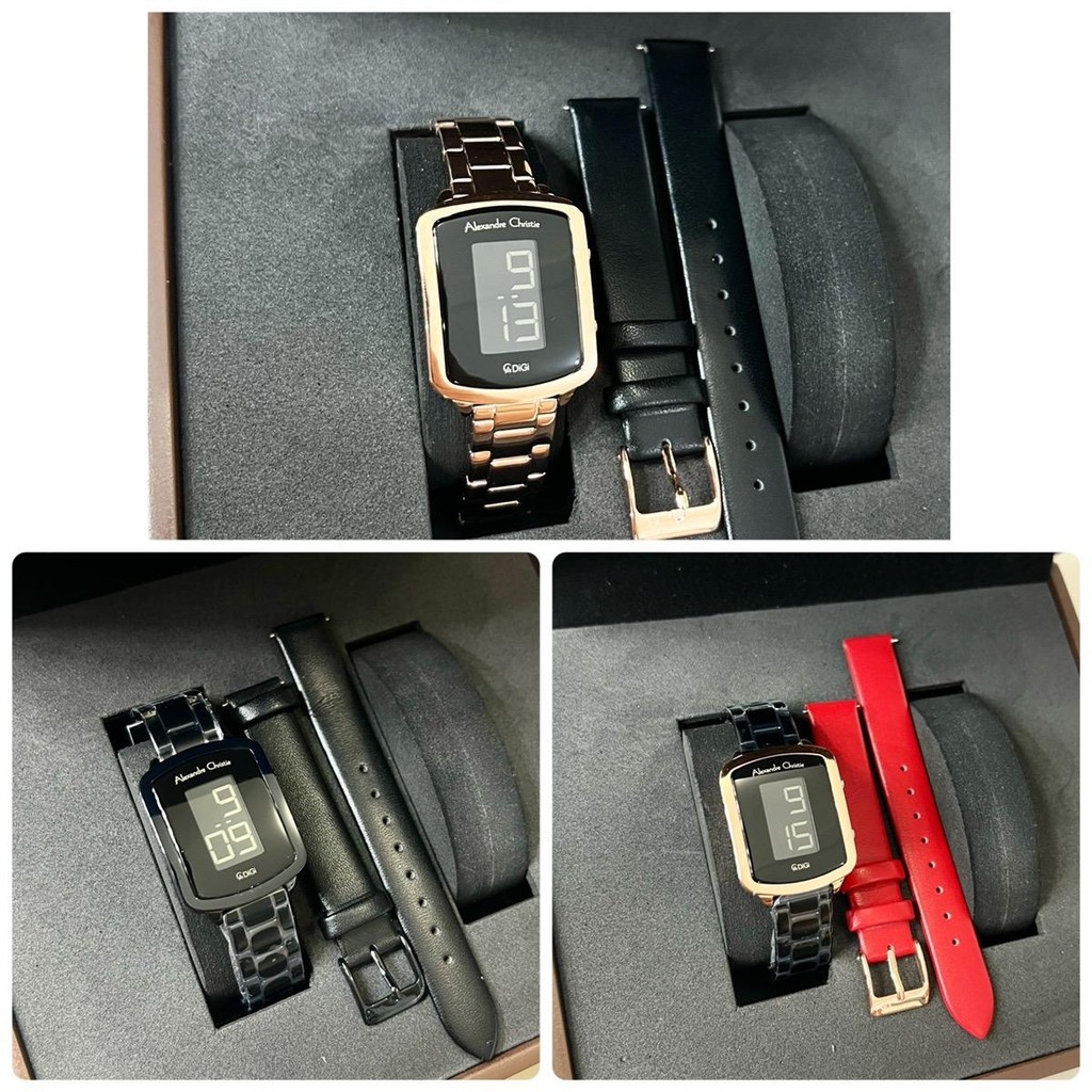 Jam Wanita Alexandre Christie AC9495 Digital Rantai free Kulit