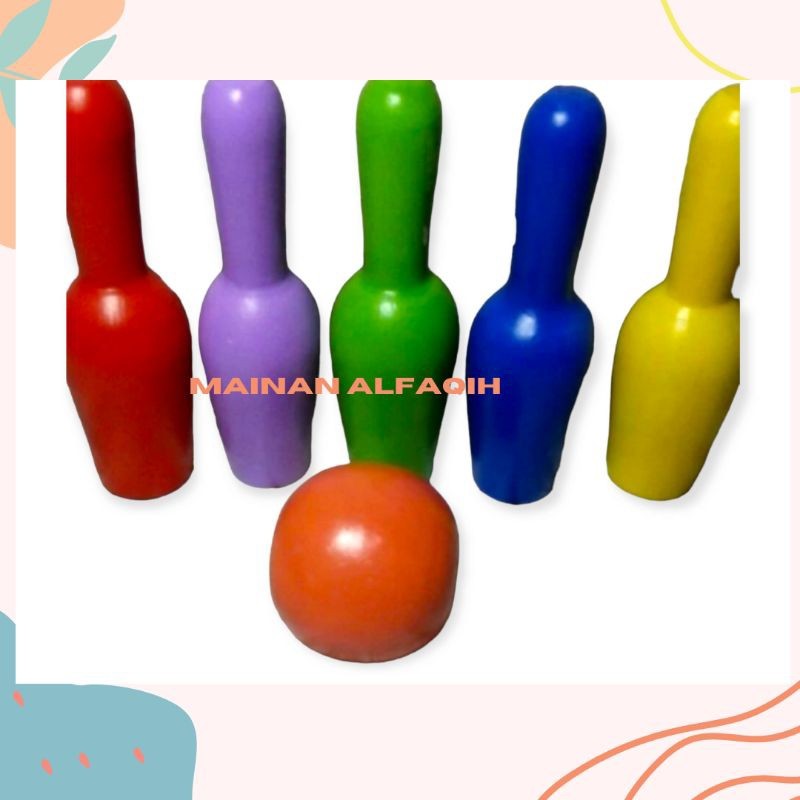 READYSTOCK Mainan Edukasi Anak / Bowling Kayu Warna Warni / Bowling Kayu / Mainan Bowling / Mainan O