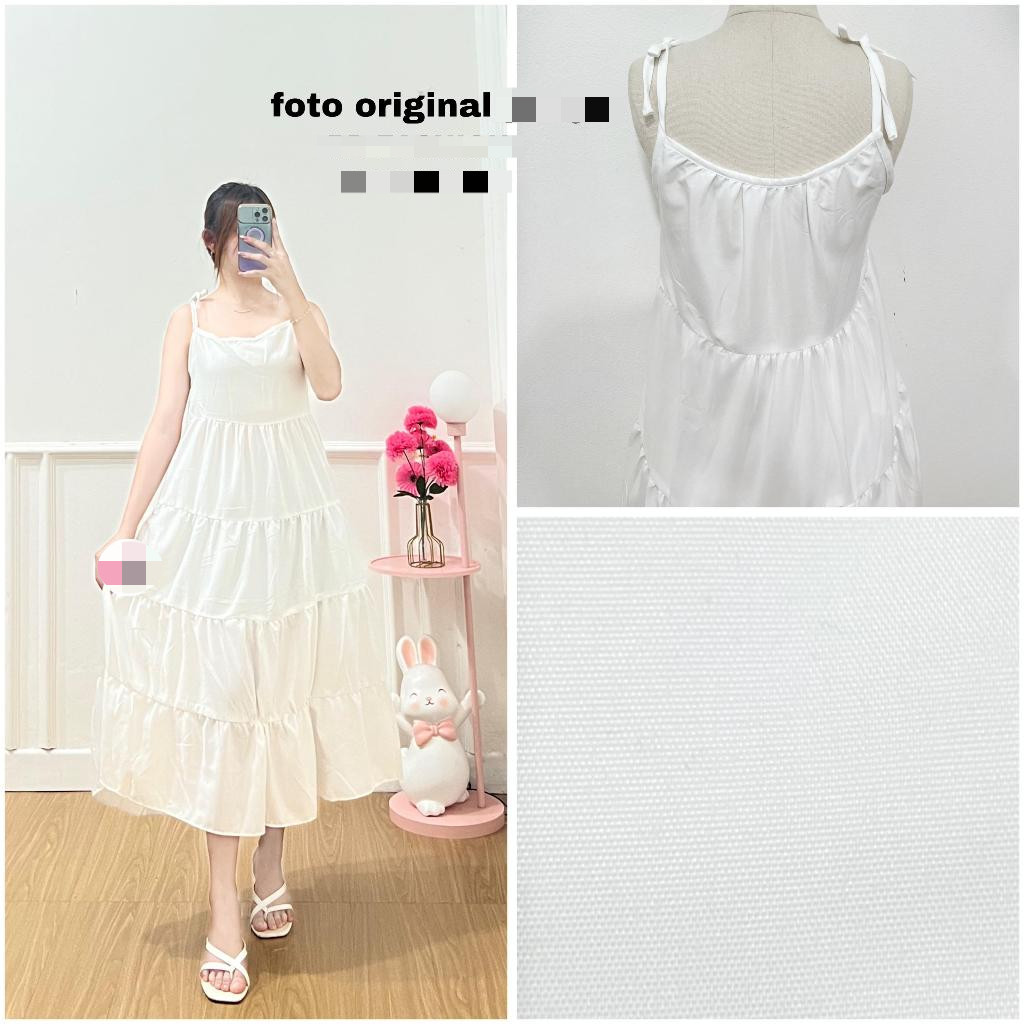 WILLSHA - ZRD DRESS HANUTA PUTIH RUFFLE / ANABEL DRESS / MIDI DRESS RUFFLE TALI KECIL / OUTFIT DRESS