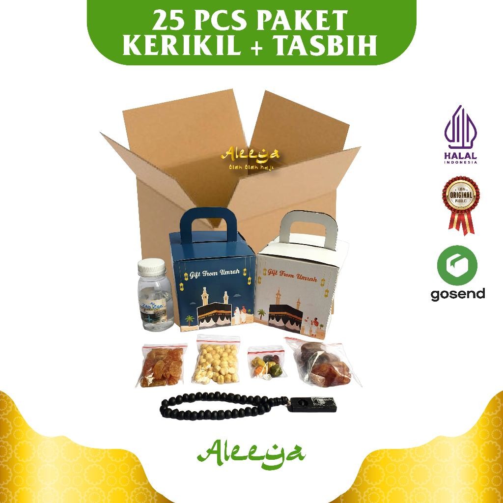 

Paket Oleh Oleh Haji dan Umroh Dus Box + Coklat Kerikil + Tasbih Kayu per 25 pcs