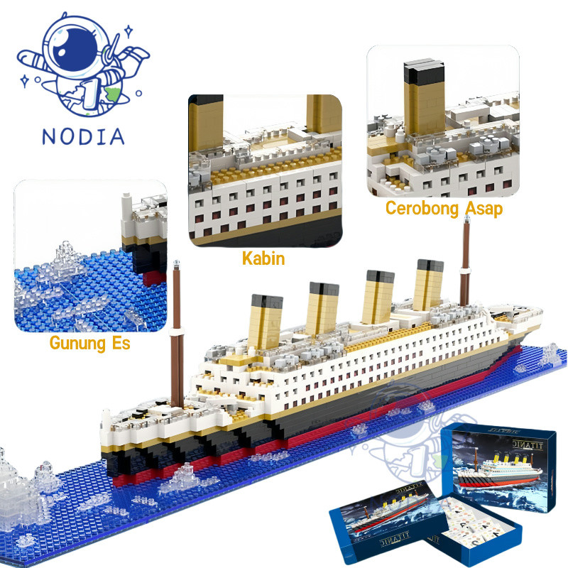 NODIA Mainan Block Toy Titanic Mainan Kapal Pesiar Titanic DIY Mainan Model Blok