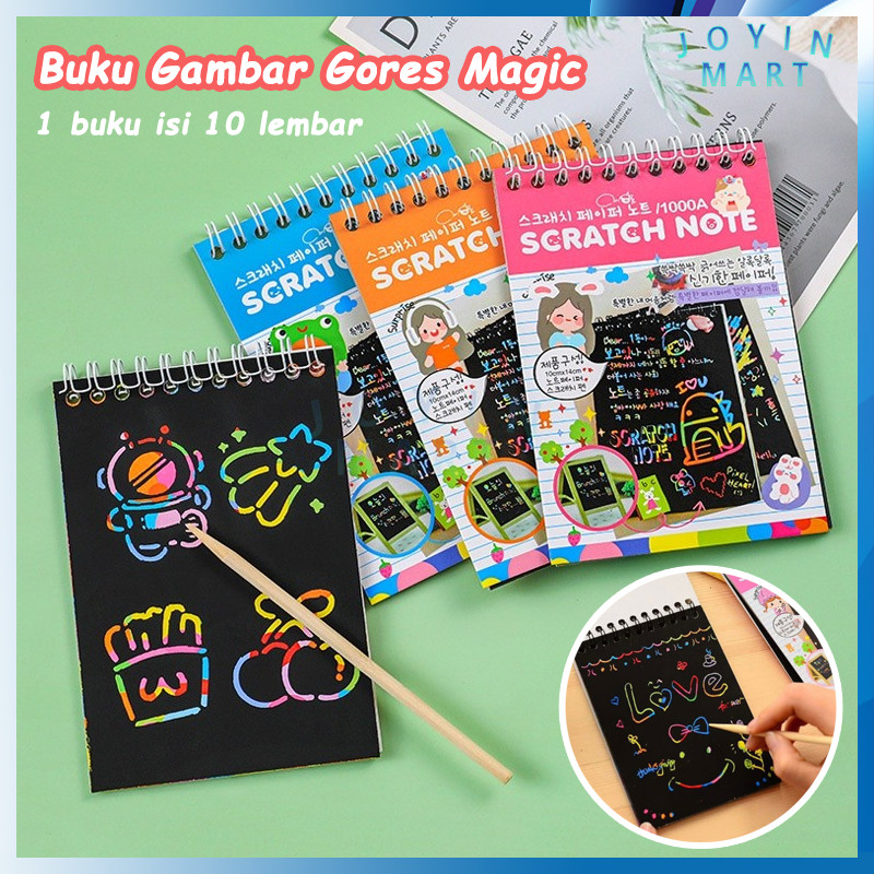 

Scratch Note Magic Buku/Buku Gambar Mini Tulis Gores Ajaib Colourfull