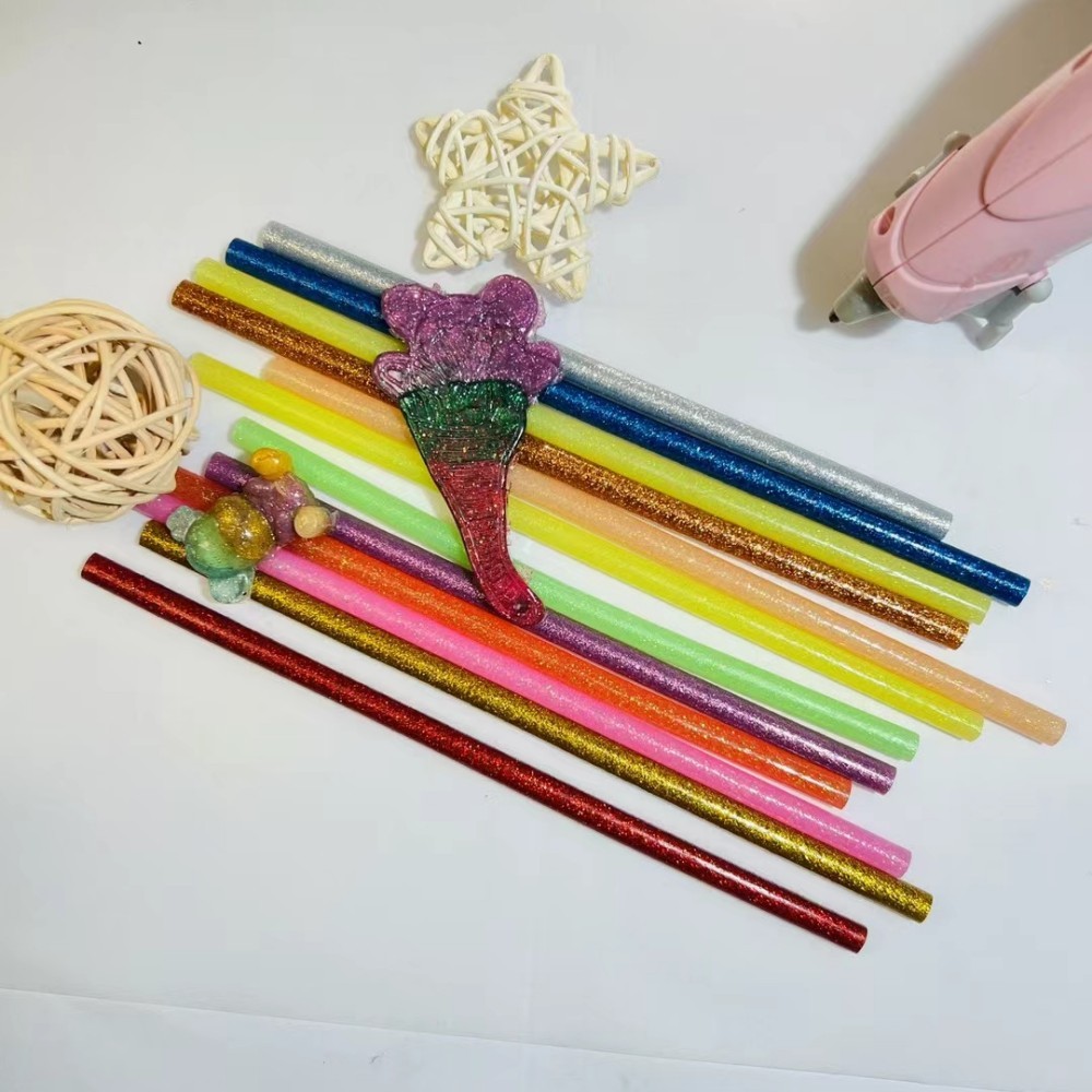 

20Pcs/lot Flash Color hot melt adhesive stick Glitter Fluorescence High viscosity hot melt adhesive strip DIY Handmade