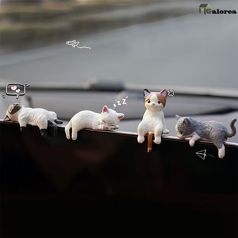 Galorea Hiasan Konsol Tengah Mobil Boneka Tidur yang Dapat Dipasang di Mobil Hiasan Desktop Kucing K