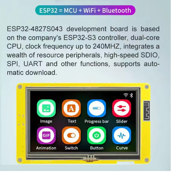 ESP32-S3 LVGL HMI 7 inch LCD Graphic FLASH 16MB PSRAM 8MB Touch Screen