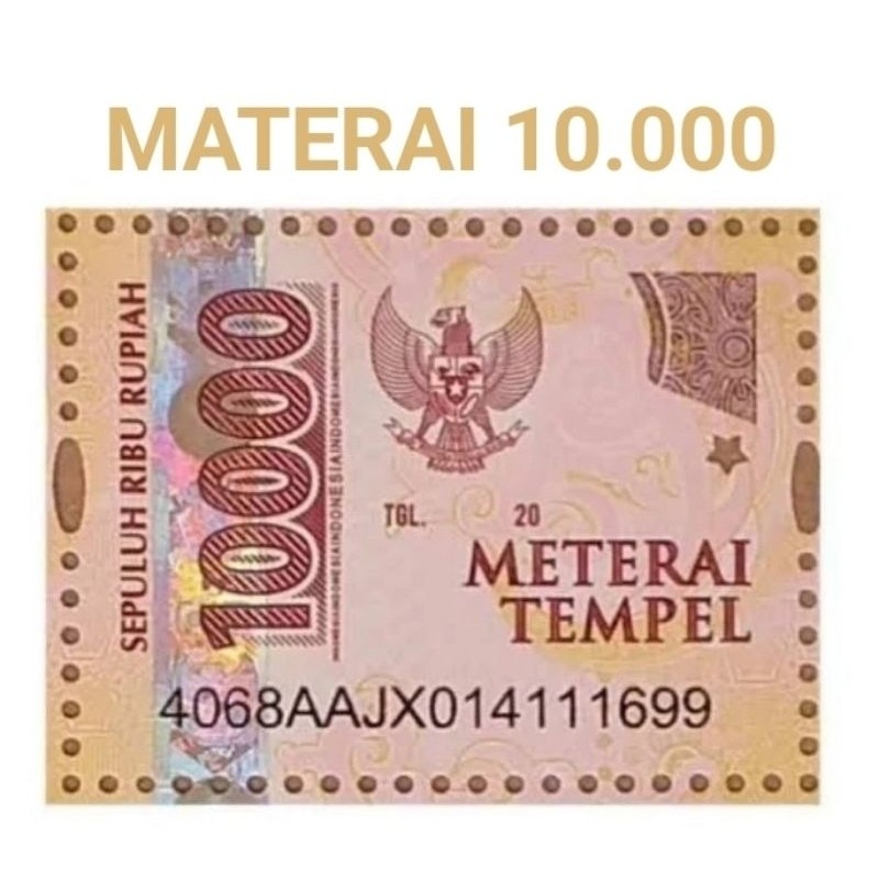 

Materaipos 10000 Materai 10000 ( PER 30 PCS/KEPING) RESMI PERURI