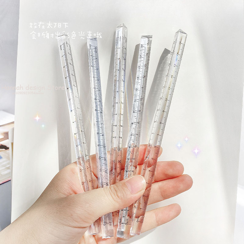 

15cm Simple Transparent Triangular Straight Ruler Kawaii Tools School Stationery Cartoon Drawing Gift Office School Measuring