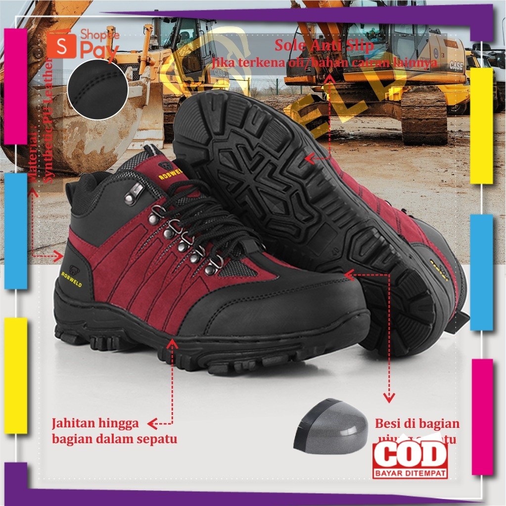 [PREMIUM ORIGINAL] Sepatu Safety Pria Ujung Besi Kerja Lapangan, Sepatu Pria Safety Boots, Sepatu Se