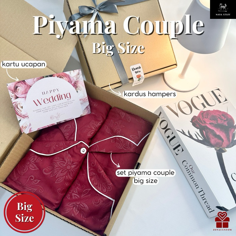 Hampers Wedding Piyama Couple Bigsize Set | Piyama Couple Jumbo |  Kado Pernikahan | Anniversary Pas