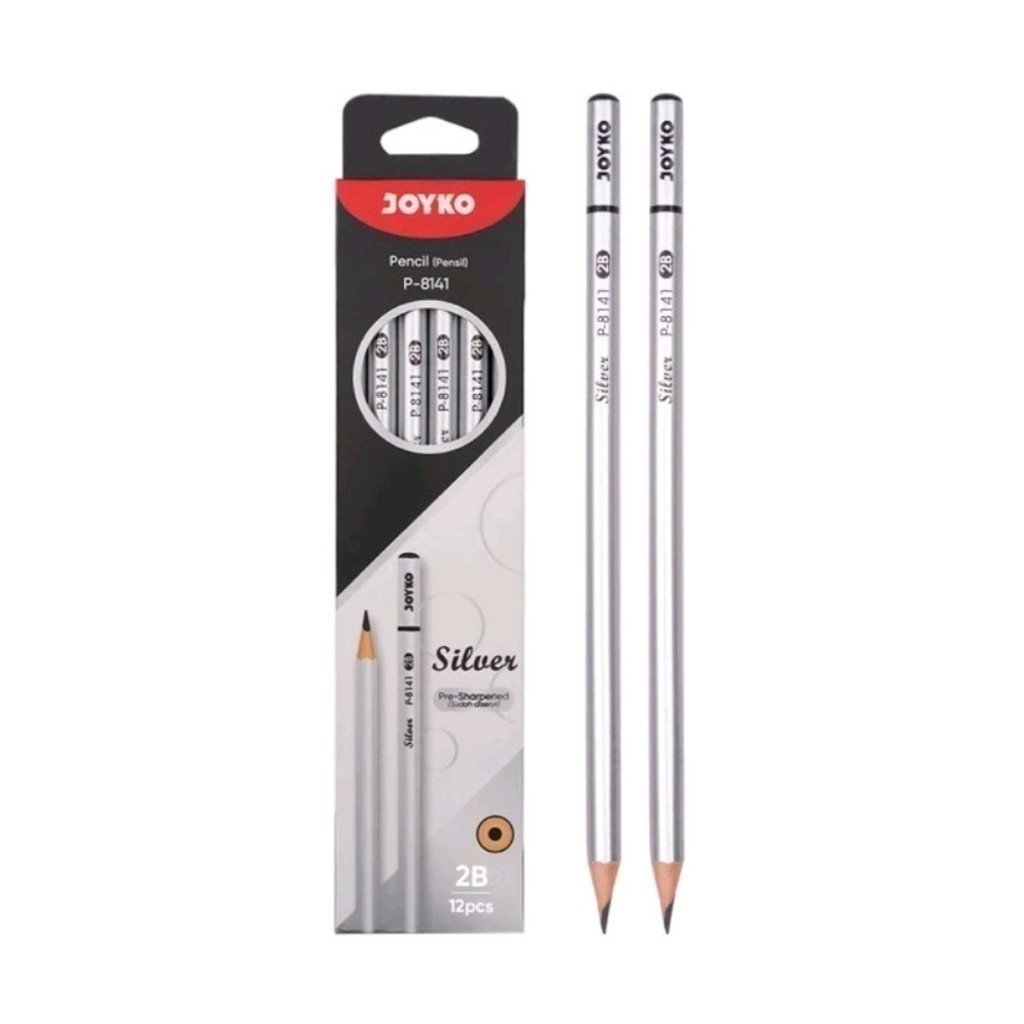 

(PACK) Pencils / Pensil 2B Gold Silver - Joyko P-8140 / P-8141