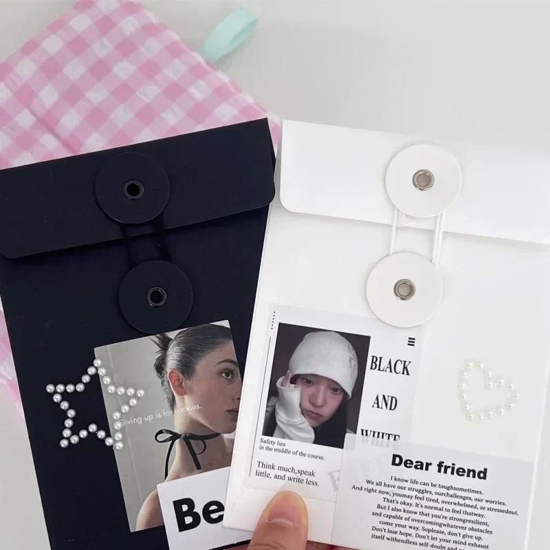 

5PCS Chic Korean Kpop Photocard Wrapped Envelope Bag Fashion Simplicity Gift Card Packaging Materials Ins Student Supplies