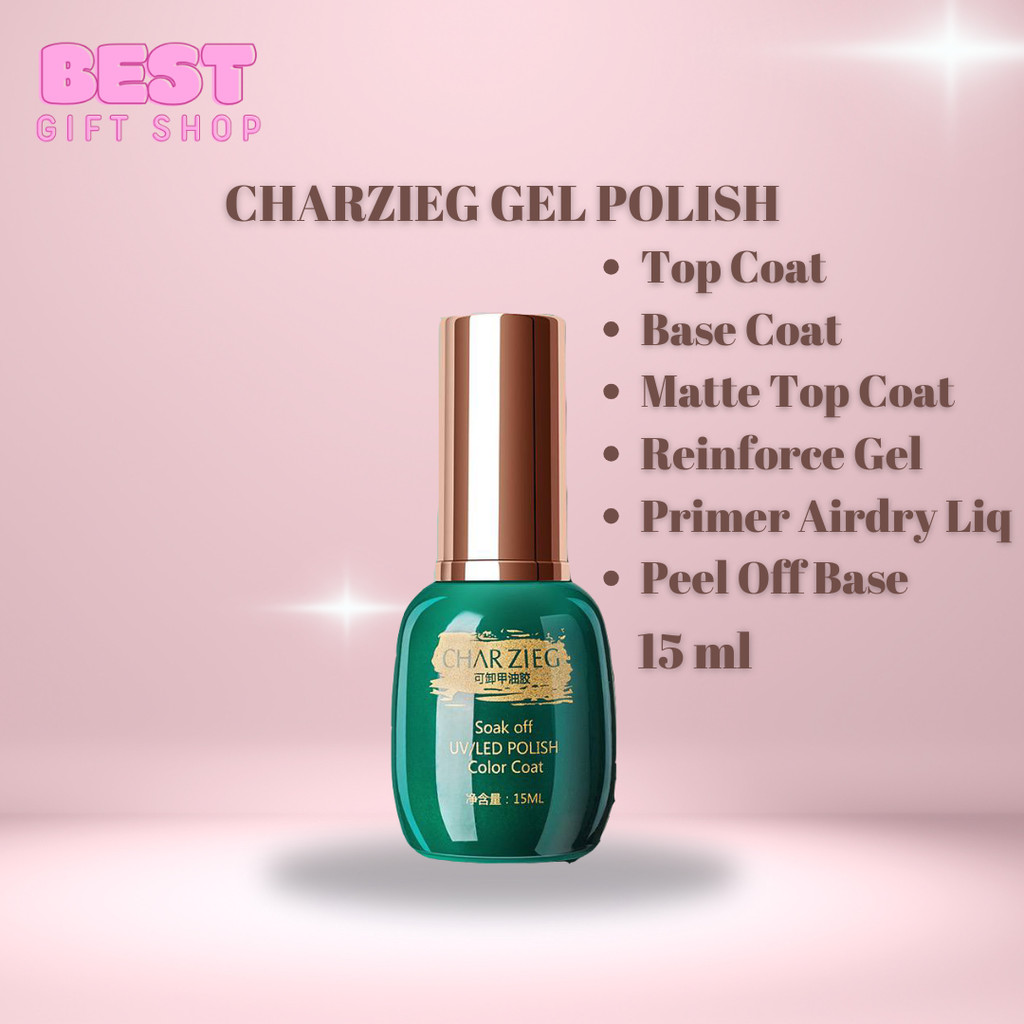 CHARZIEG KUTEK GEL 15ML  GEL POLISH TOP COAT BASE COAT MATTE TOP COAT