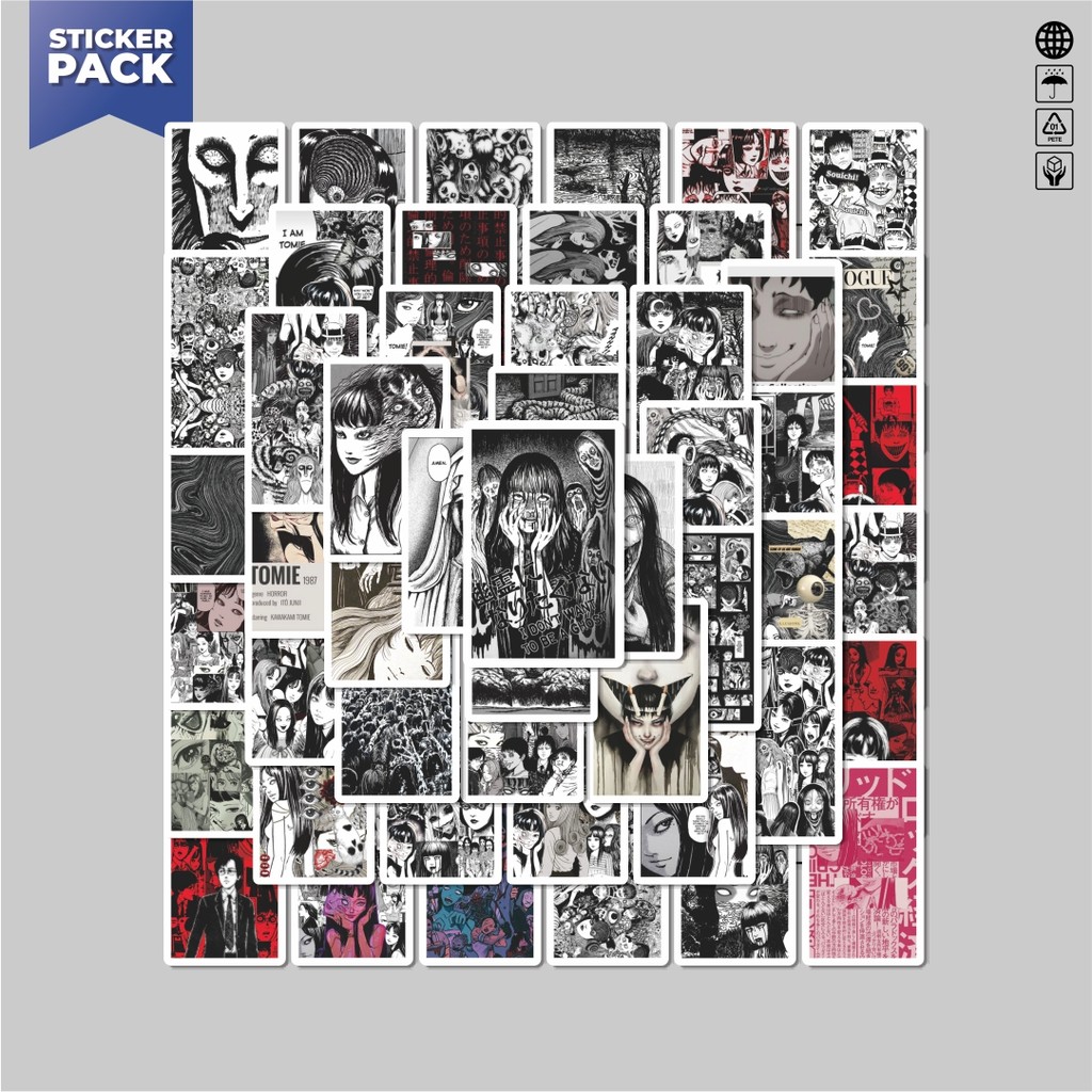 

[100PCS]Stiker Pack Stiker Anime Horror Junji Ito Maniac Aesthetic Vinyl Anti Air Dekorasi Sticker Laptop Buku Journal Koper Helm Casing HP Gitar Helm Skateboard