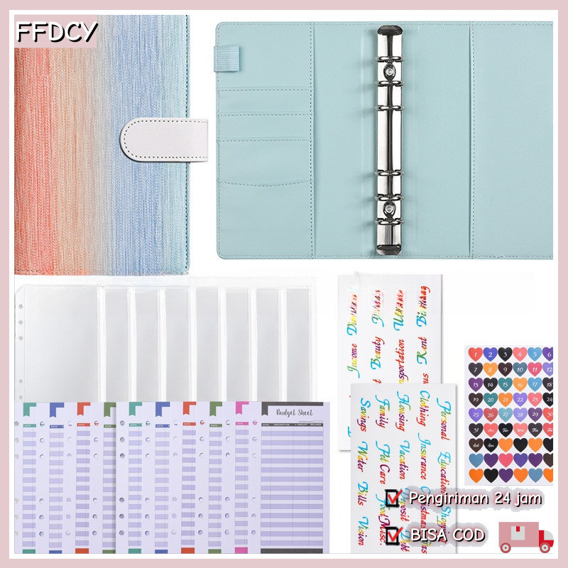 

A6 Tabungan Binder Buku Catatan Macaron Gradien Pu Kulit Buku Catatan Keuangan Keuangan Keluarga Buku Tabungan Uang Saku Binder