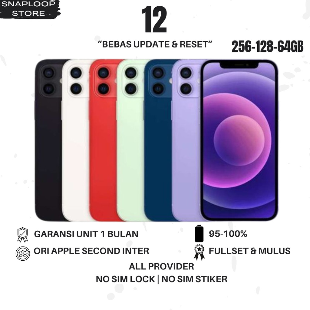iphone second 12 normal minus 256gb 128gb 64gb original 100% fullset mulus like new murah hp ip