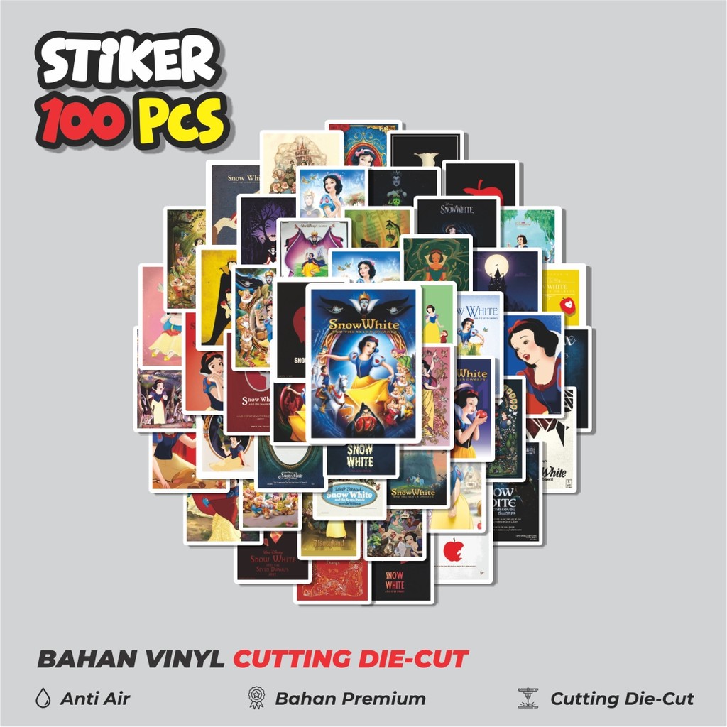 

Terbaru! 50 pcs Stiker Disney Princess Snow White Dekorasi Lucu Kreatif untuk Notebook, Skateboard, HP