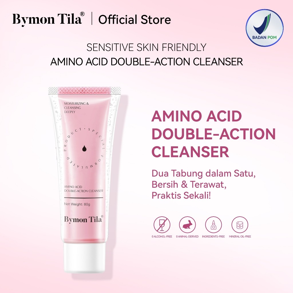 BymonTila 80g Amino Acid Gently cleanses Double-Action Cleanser Melembapkan, Menghidrasi, Mengurangi